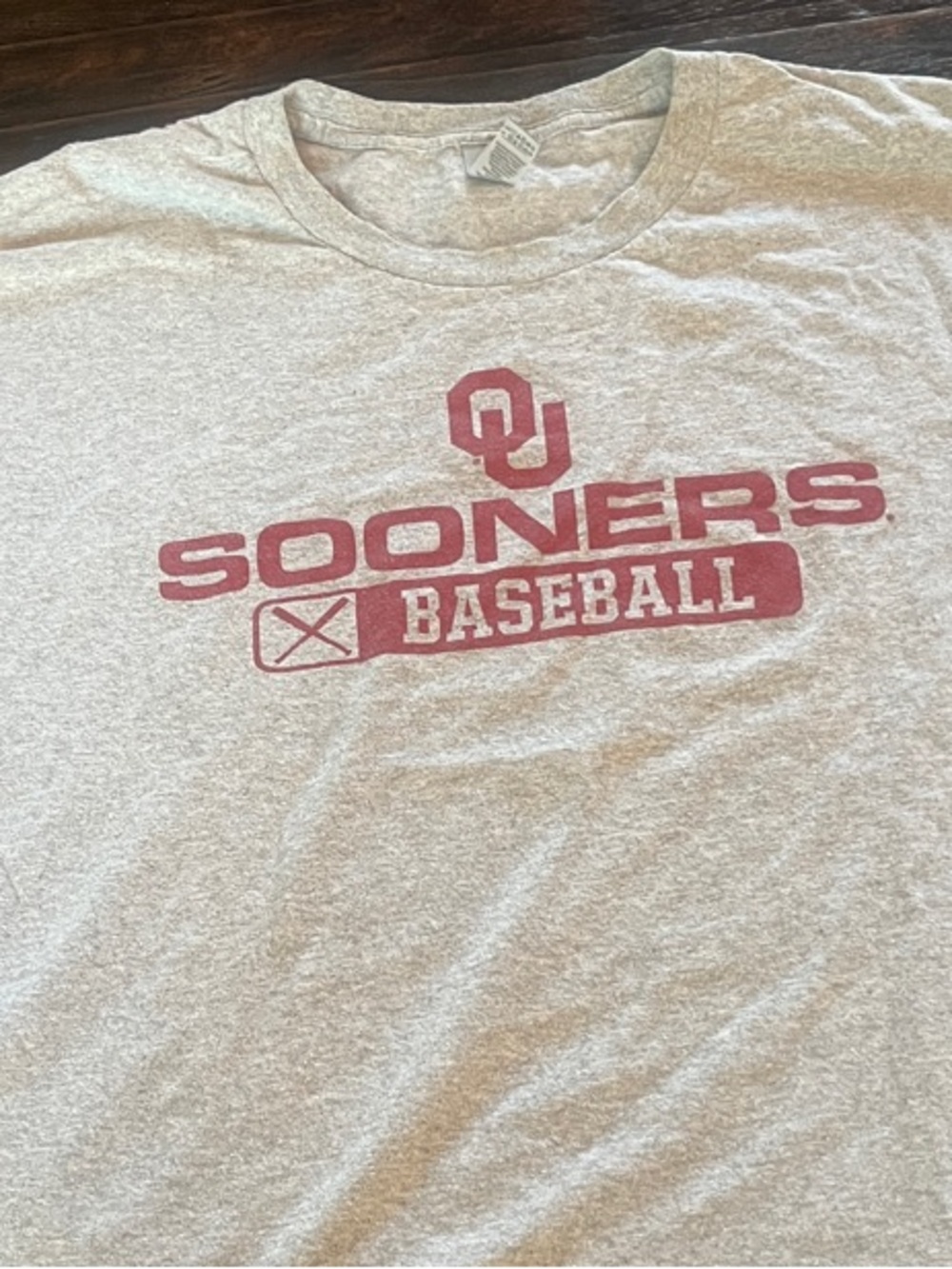 OU Sooners Baseball Gray Tee with Crimson Logo men's hard to find size 3xl